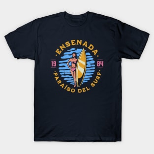 Vintage Ensenada, Mexico Surfer's Paradise // Retro Surfing 1980s Badge T-Shirt